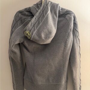 Gray Hooded Sweatshirt with Cable Knit Detail